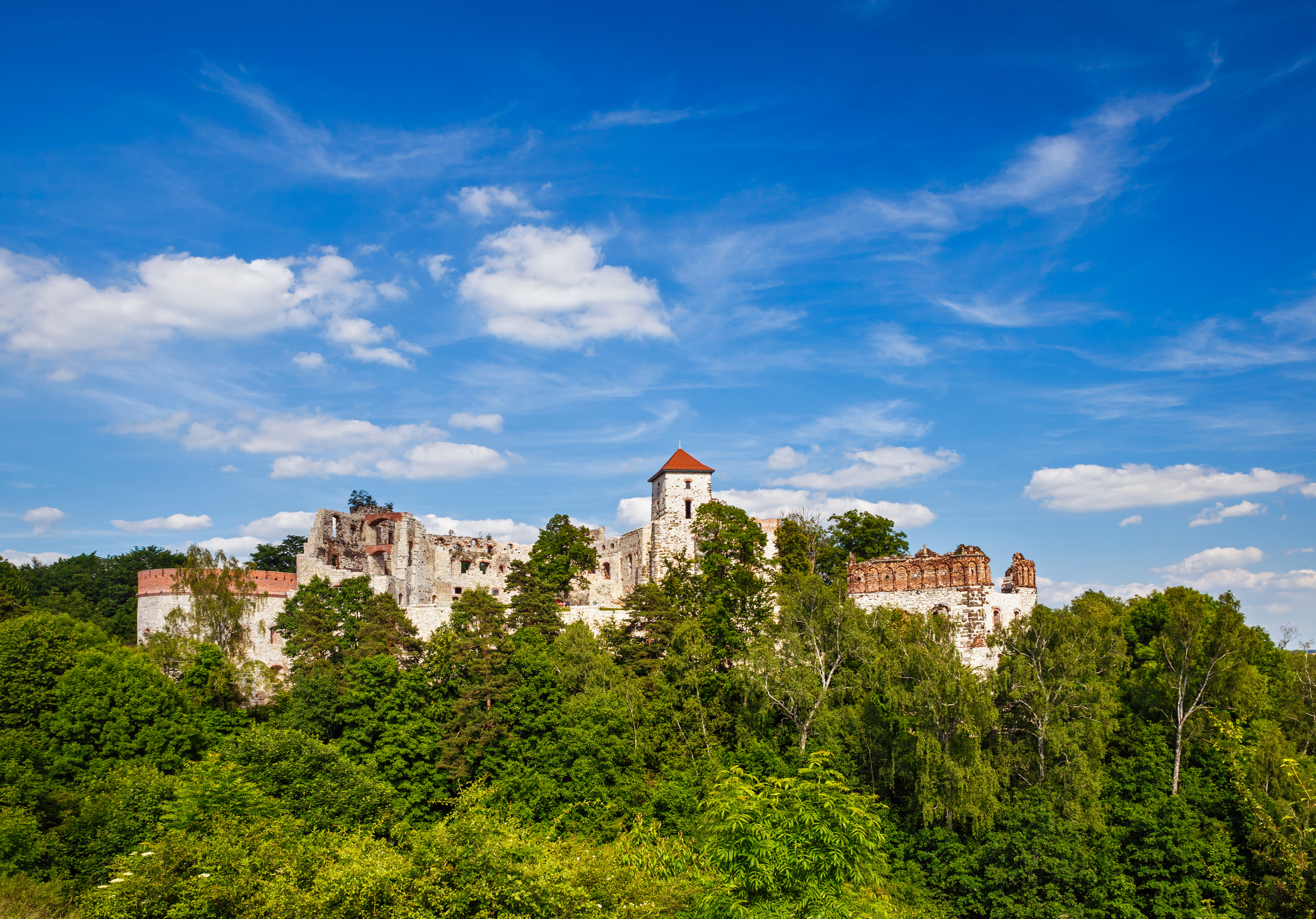 widok z oddali na zamek tenczyn