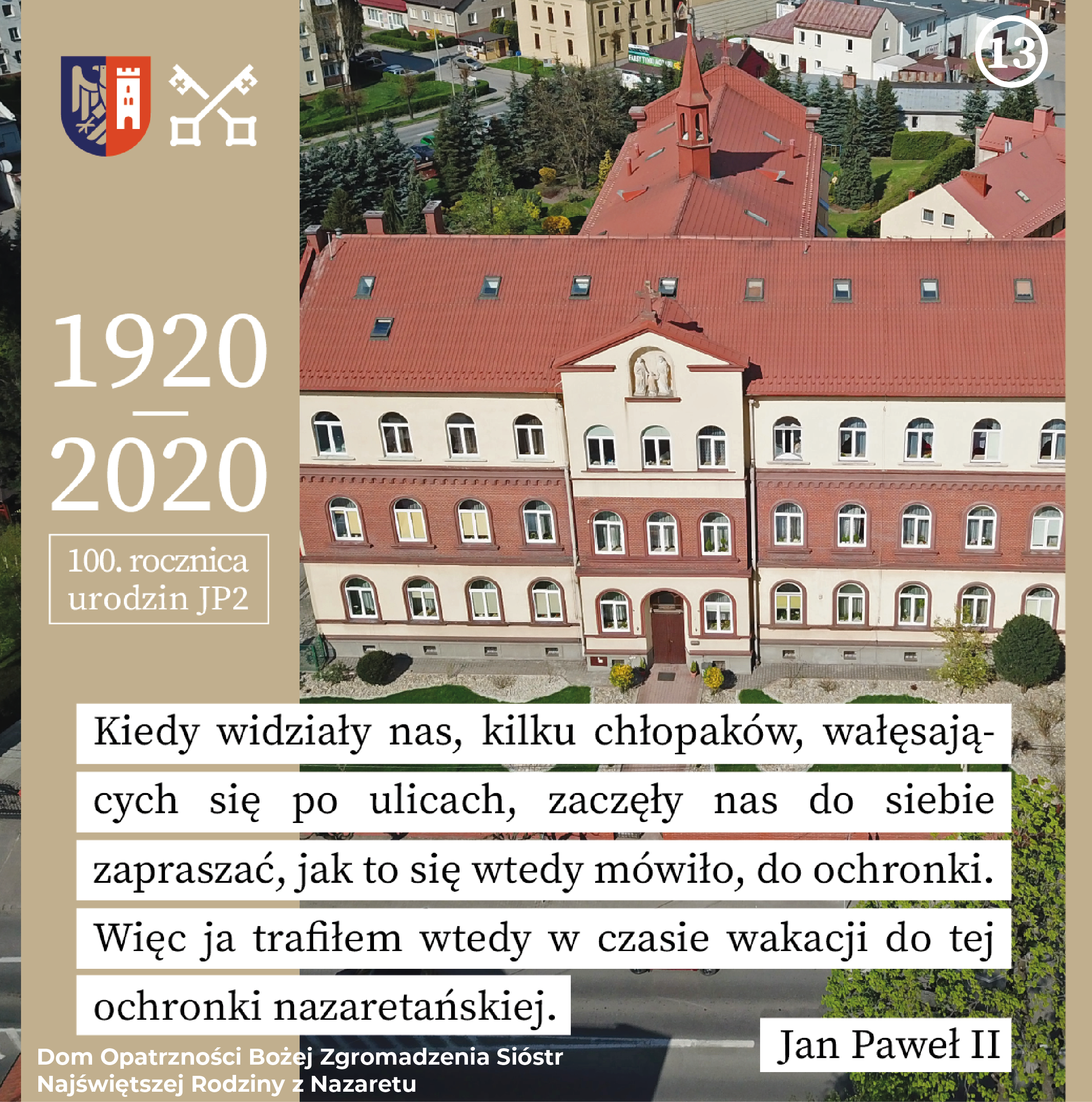 grafika ze zdjęciem gmachu Domu Opatrzności Bożej Zgromadzenia Sióstr Najświętszej Rodziny z Nazaretu 